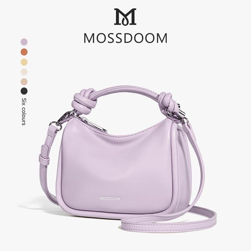 MOSSDOOM Bruna Bag Túi Xách Mùa Hè Chất Liệu PU Kích Thước 20x15x8cm Màu Tím Nâu Vàng Be Trắng Mơ Đen Dây Đeo Vai Có Thể Tháo Rời