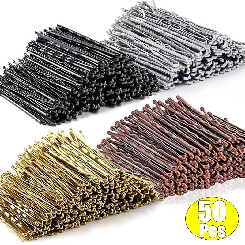 50pcs Simple Black Gold Color Hair Clips for Girls Bobby Pins Invisible Wave Curly Bride Disposable Hair Pin Korean Hair Accessories