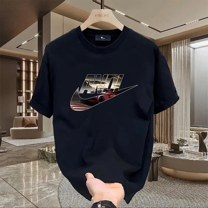 Summer Short-Sleeved T-shirt Men's Clothes NK Fashion Brand Casual All-Match Summer Bottoming Shirt Half-Sleeved Casual All-Matching T-shirt Top Human Streetwear Crewneck Short Sleeve Menswear Lingerie Tropical Round Neck