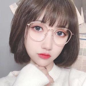 แว่นตาป้องกันแสงสีฟ้า สำหรับผู้หญิง เลนส์หลายเหลี่ยม กรอบเรียบ เหมาะสำหรับหน้าเล็ก แว่นตาสำเร็จรูป เหมาะสำหรับสายตาสั้น สีฟ้า