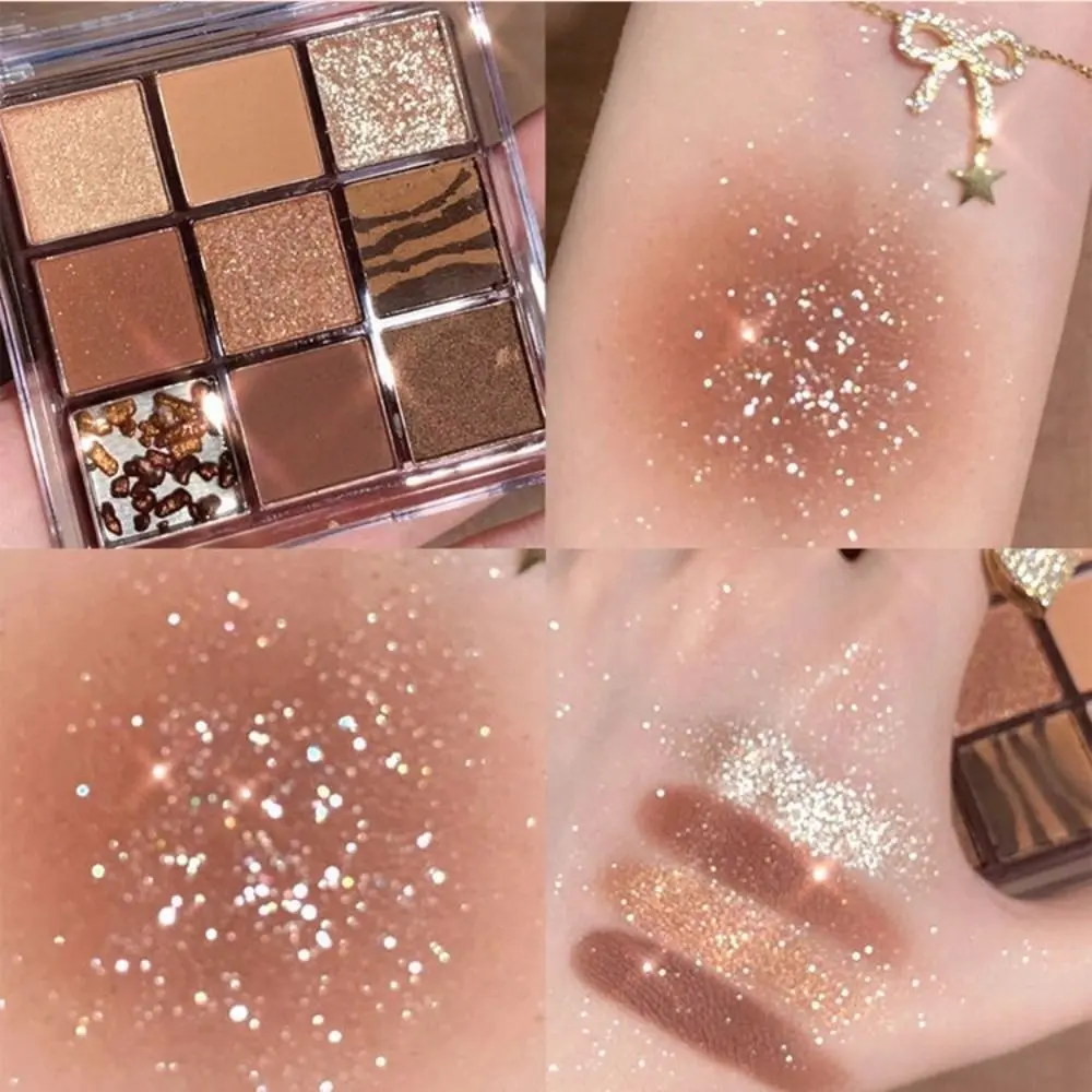 Pearlescent Eyeshadow Palette Cosmetic Set Rose Pink Shimmer Chocolate Eyeshadow Long Lasting Milk Tea Glitter Eye Shadow for Women