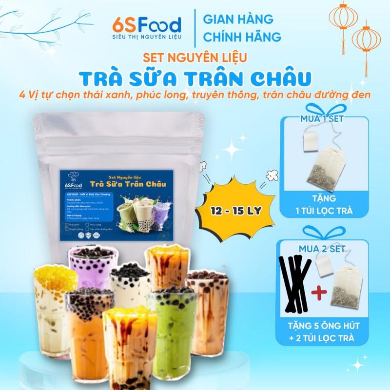Set Trà Sữa Tự Pha Thành Phẩm 15 Ly Trà Sữa Phúc Long, Thái Xanh, Hồng Trà Sữa Thơm Ngon