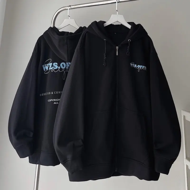 Áo Khoắc Nỉ Form Rộng Mũ 2 Lớp Chất Nỉ Bông Dày Dặn WZS Dài Tay Hoodie