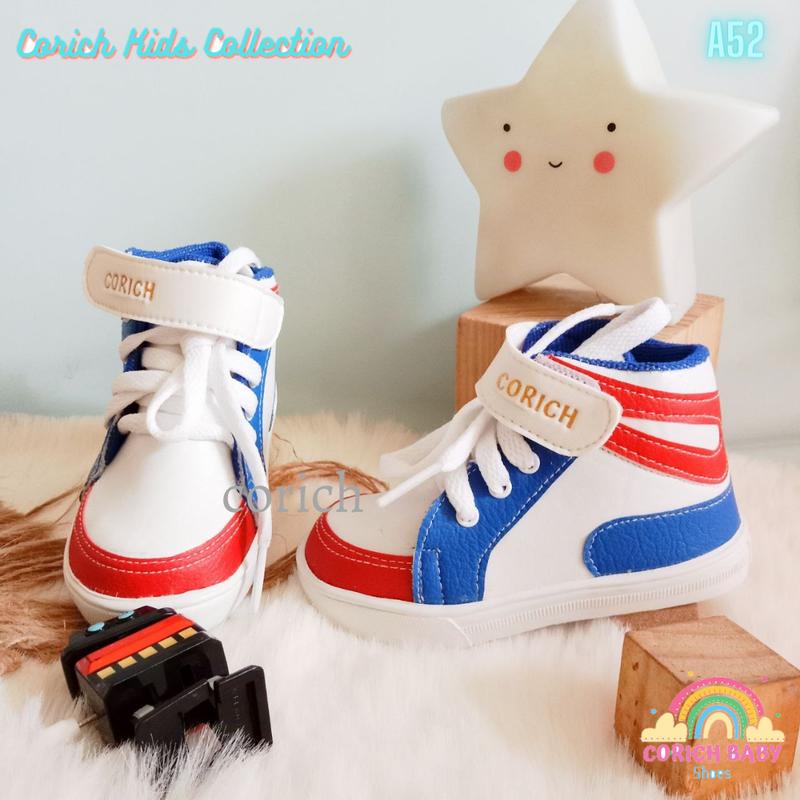 Product Introduction of BAYAR DI TEMPAT - CORICH - A52 - SEPATU ANAK - JORDAN - PREWALKER - ANAK -  BAYI USIA 11 - 24 BULAN - LAKI LAKI - BABY SHOES - SNEAKERS - BOOTS - SOL PUTIH - BELAJAR JALAN - PERGELANGAN KAKI 49