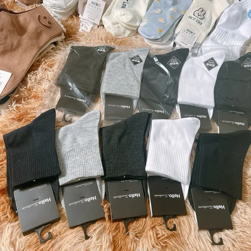 Tất cổ trung nam phong cách đơn giản chất vải cotton thoáng khí chống hôi chân set 5 đôi