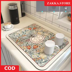 ZakkaStore Alas Pengering Piring Gelas Bahan  Diatomite Serap Air Untuk Dapur Tahan Panas Alas Tatakan Dapur Makan Tahan Air