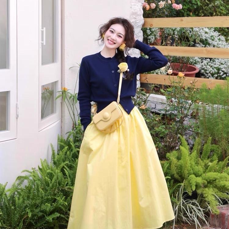 Chân váy tiểu thư YESUN lưng chun có túi có lớp lót Nữ Women ảnh thật shop chụp