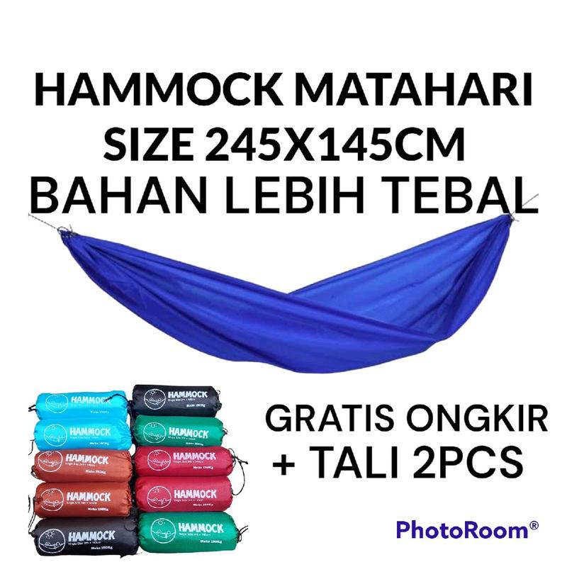 HAMMOCK MATAHARI GOLD OUTDOOR ADVENTURE SIZE 245X145CM +2PCS TALI HAMMOCK Camping Gantung 1