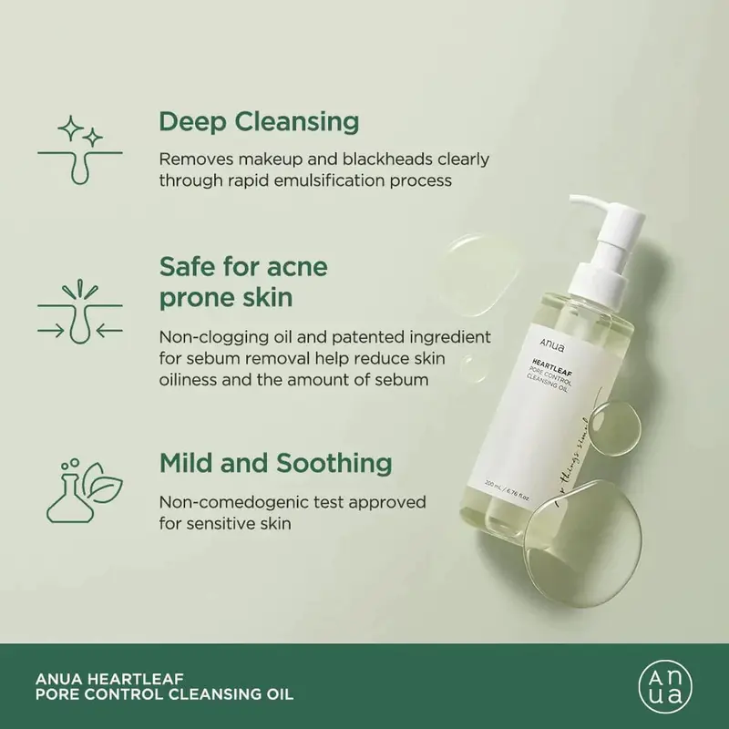 ANUA Heartleaf Pore Control Cleansing Oil 200ML - Pembersih - Deep Cleansing Berpori【BPOM】. 2