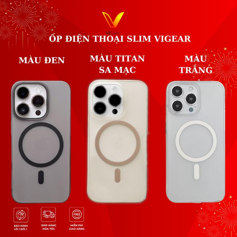 [ViGear] Ốp magsafe SLIM ViGear siêu mỏng chỉ 0.9mm, từ tính dành cho điện thoại iPhone 16 siêu mỏng, nhựa cứng, lì sang trọng