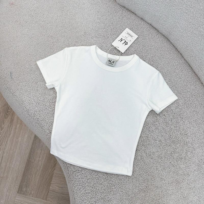 A45_Áo Thun Cổ Tròn Tay Ngắn CropTop Zip Lụa QC