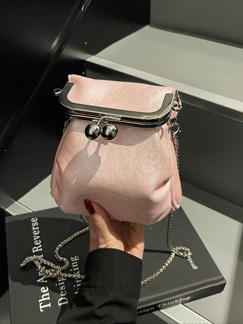 Product Introduction of Women's Fashionable Metallic Frame Design Crossbody Bag, Casual Versatile Shoulder Bag for Daily Used, Trendy All-match Commuter Bag 2