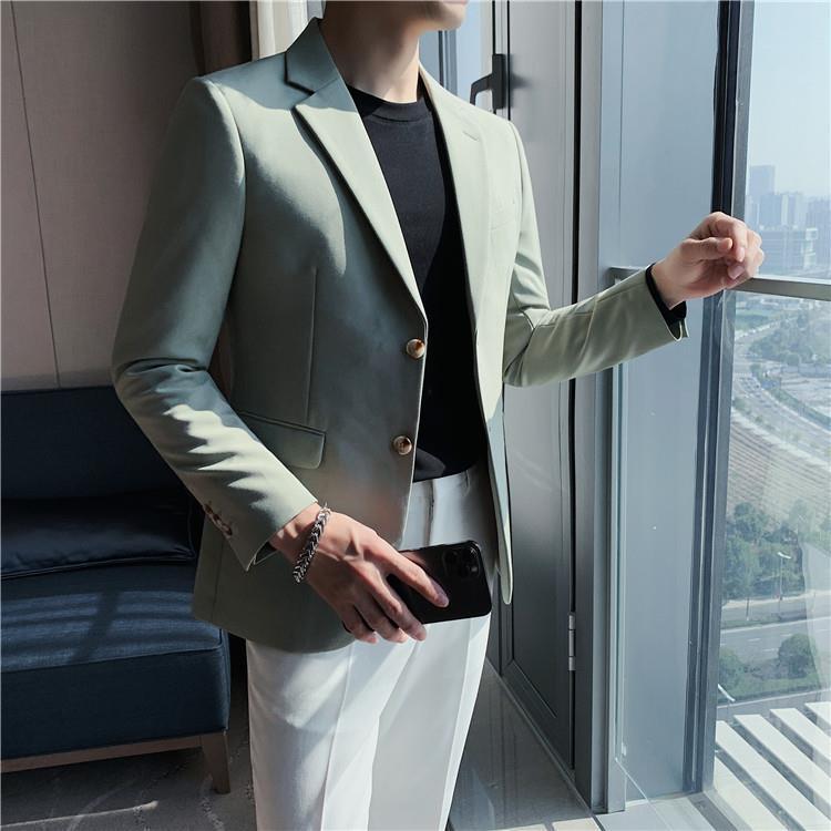 Product Introduction of Slim Fit Men's Blazer Korean Style Ins Trendy Cool High-End Casual Suit Business Formal Hairstylist Jacket Footwear 25