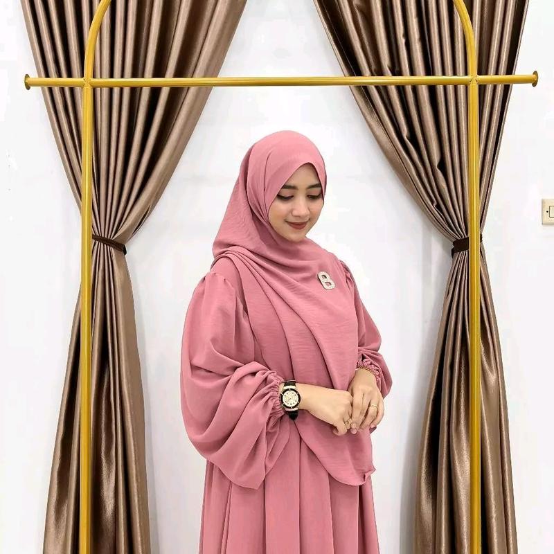 GAMIS ABAYA SET HIJAB SYAR'I BAHAN CRINKLE AIRFLOW PREMIUM MUSLIM PANJANG 3