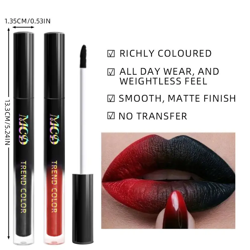 Long Lasting Matte Lipstick, 2 Counts/set Waterproof Non-stick Cup Lip Glaze, Easy Coloring Lip Sticks, Suitable for All Occasions Lip Makeup, Cosmetic, Lip Tint Set 1