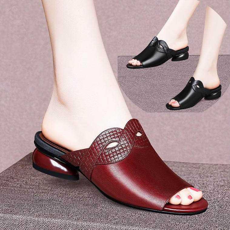  Dép Nữ Quai Ngang Đế Thấp Quai Da Phối Xoắn Kiểu Fashion DéP Nhung Shoes GiàY - CG222 