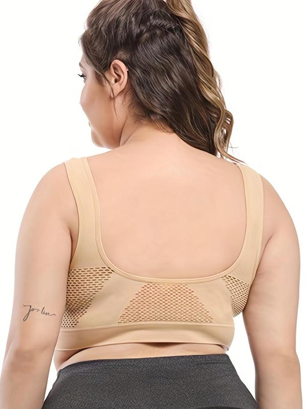 Plus Size Push Up Bra, Women's Breathable Comfortable Wireless Bra for All Seasons, Hollow Out Mesh Plus Size Bra for Women 9
