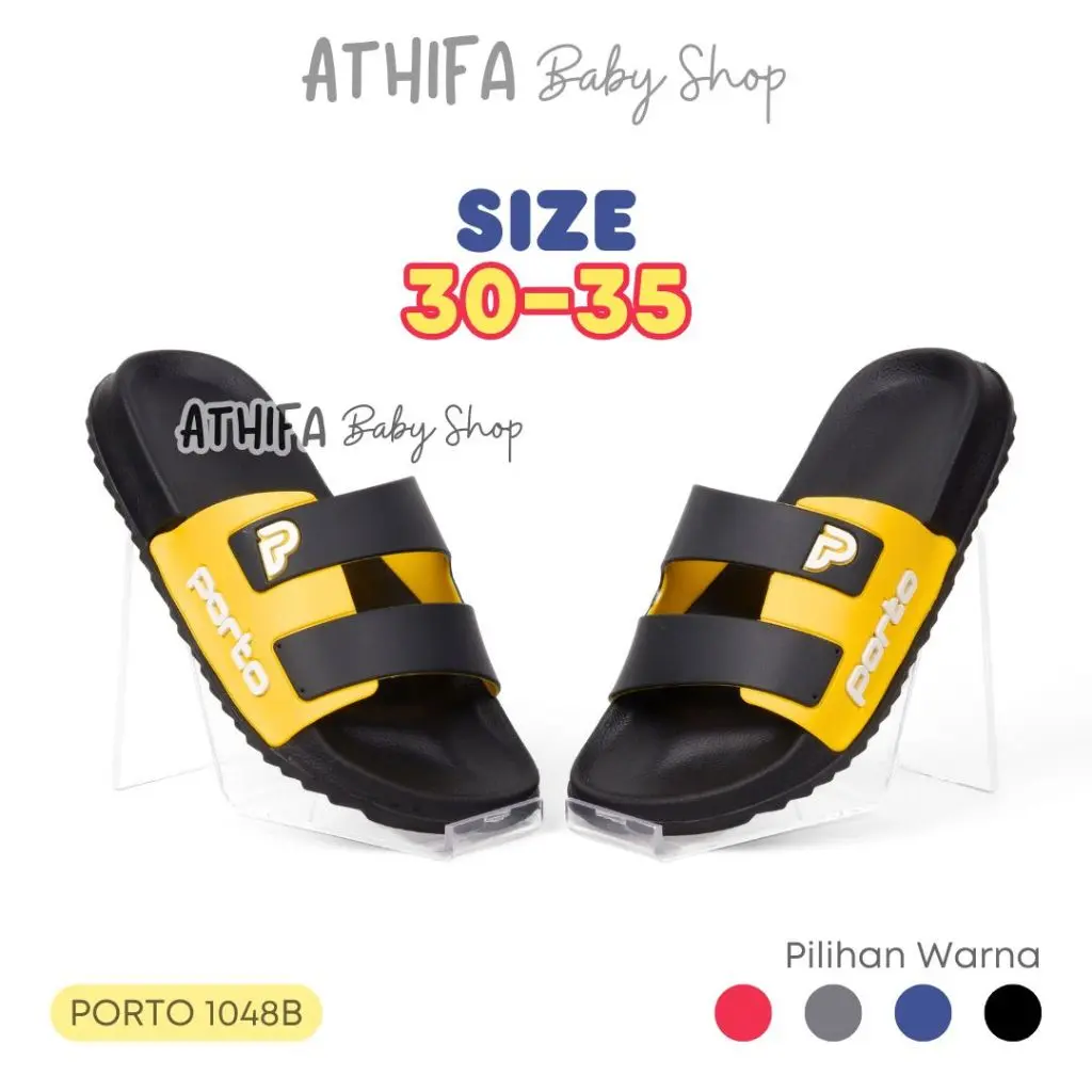 Sandal Slipper Slop Karet Anak Laki Cowok Slip On Spon Ringan 4 5 7 8 9 10 Tahun Porto 1048 30-35 Kaki Fashion