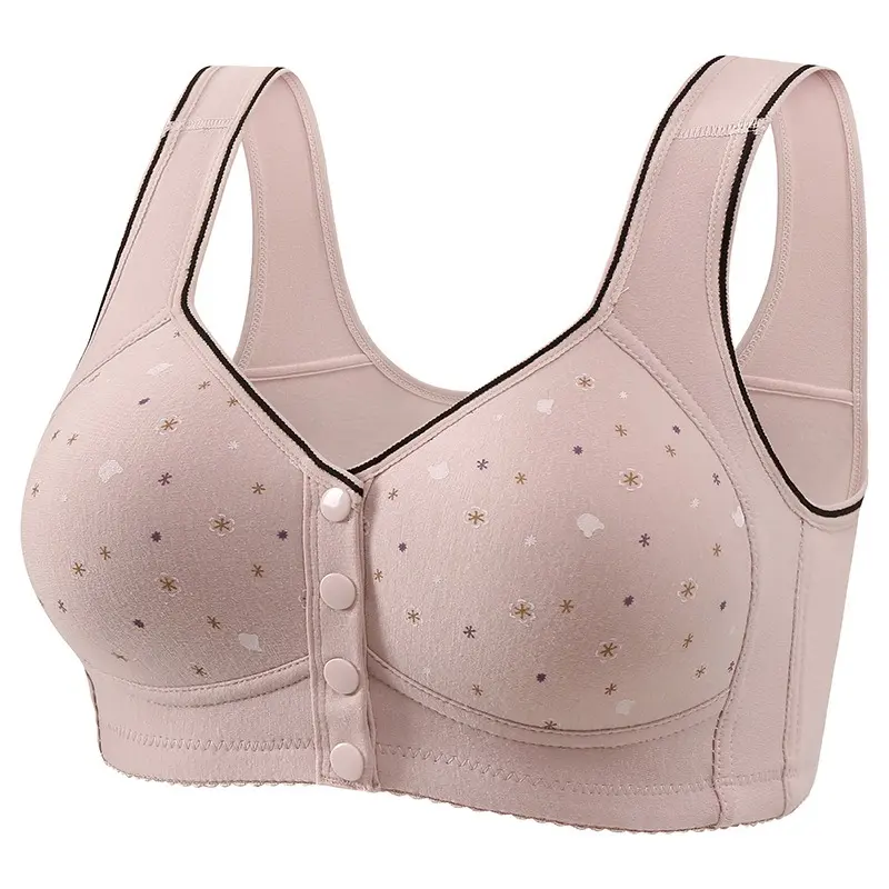 Đồ Lót Cho Phụ Nữ Trung Niên Và Cao Tuổi, Hàng Mới Về, Cỡ Lớn (36-50), Áo Ngực Cotton, Áo Ngực Vest In Họa Tiết Ngực Trước, Không Có Vòng Thép Nhung Voi Voan 5