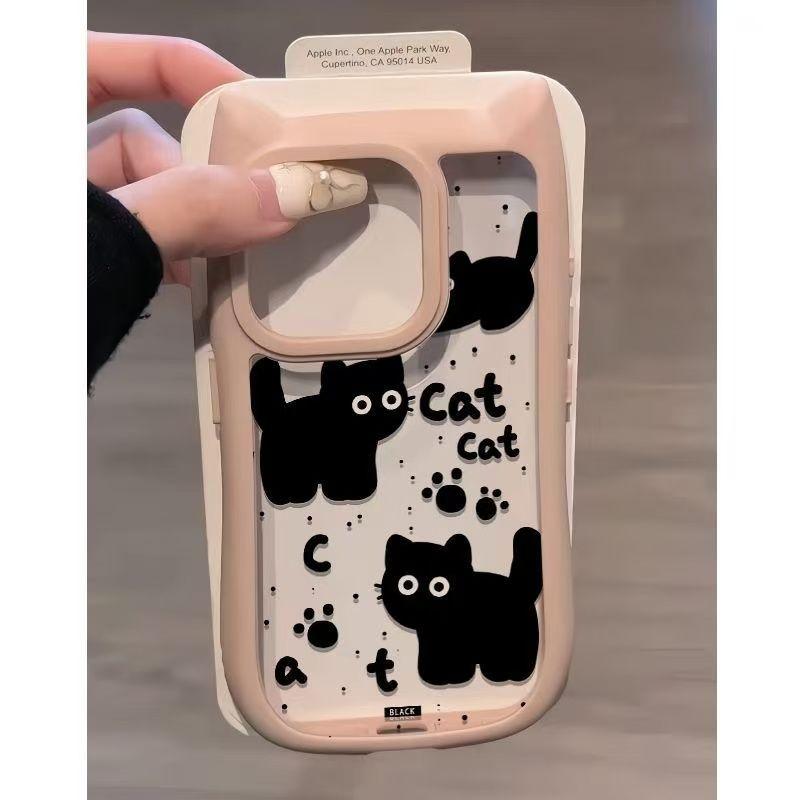 Product Introduction of Cute Black Cat Earphone Wireless Cover for iPhone 11 12 13 14 Pro Max 15 Plus XS X XR Soft Bumper cases Cover decoden  cream Protection Cellphone Phonecase Protective Smartphone iphone 16 plus 3