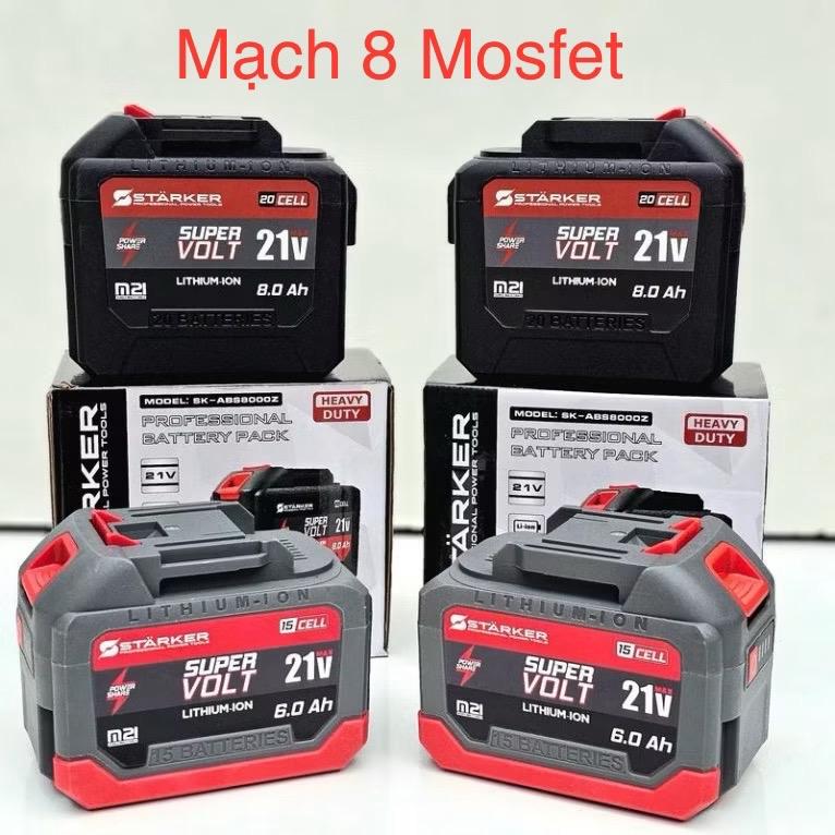 PIN STARKER 15/20 Cell Chính Hãng - Mạch 8 Mosfet Chống Ngắt Tải - Vỏ ABS - Công Nghệ Đức - CHUYÊN DÙNG KHOAN BÊ TÔNG _ RÚT LÕI _ MÁY CẮT