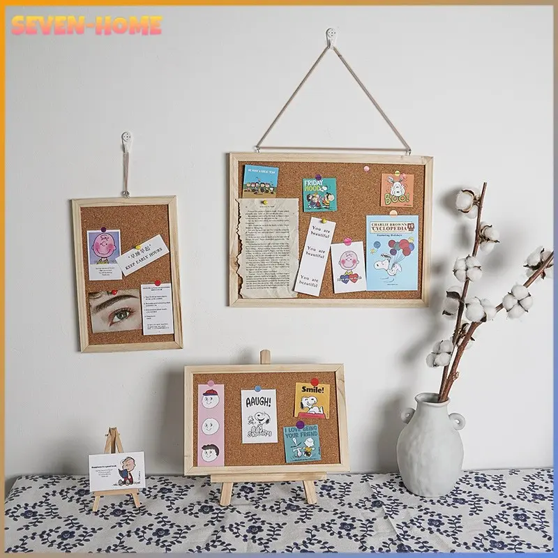 bảng ghim treo tường，Bảng ghim bần gỗ ghim ghi chú, tranh ảnh, postcard decor bàn học, bàn làm việc Decor Phòng Trang Trí Nhà 0