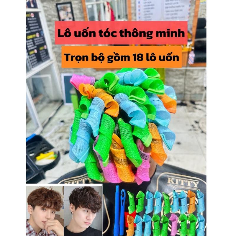 Lô Uốn Tóc Thông Minh bộ 18 lô kèm cây rút Lò xo uốn tóc nam