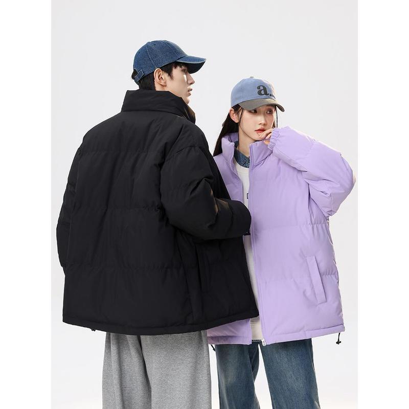 Quần Áo Cotton Mùa Đông, Màu Trơn Dày Dặn, Ấm Áp, Áo Khoác Độn Bông Lông Vũ, Áo Khoác Cặp Đôi, Áo Khoác Nữ, Hàng Mới Về Năm 2025 2