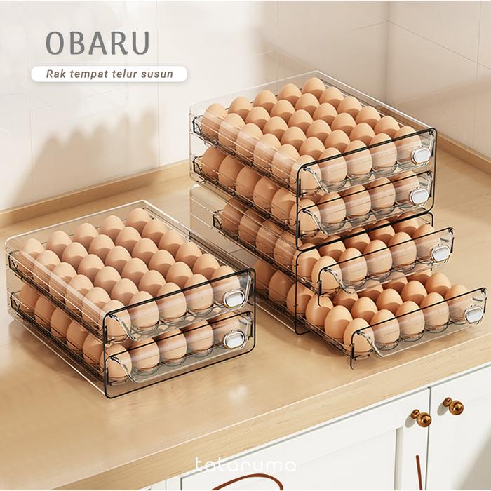 Promo OBARU - Rak Tempat Telur Laci Tingkat Egg Storage Box Organizer ...