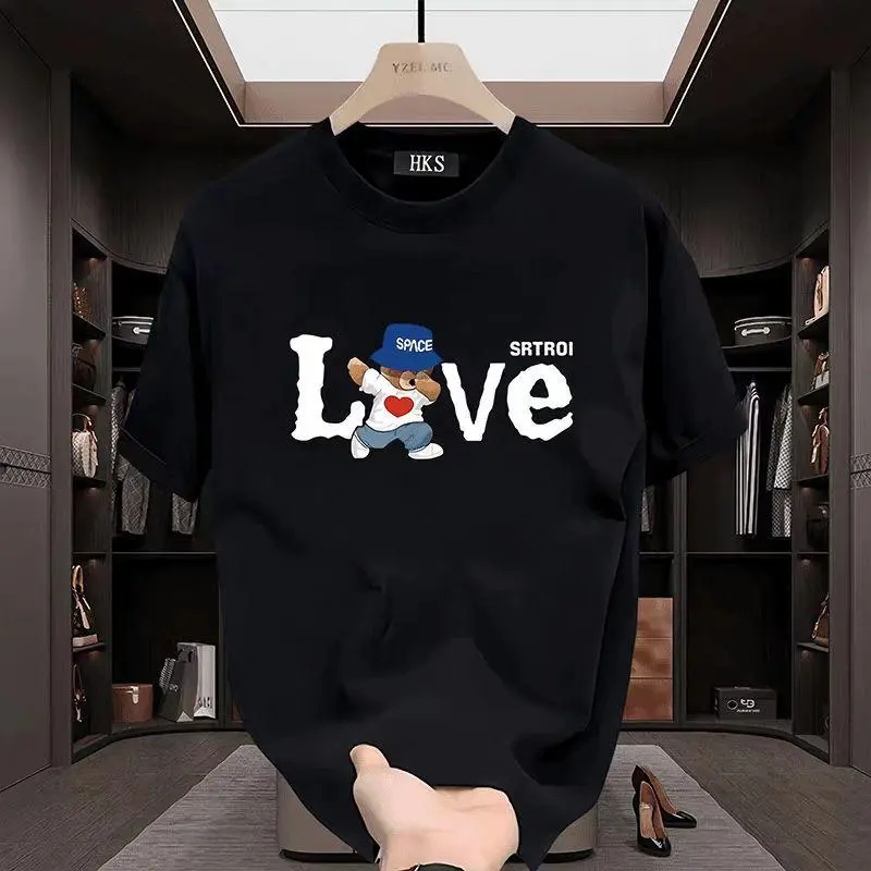 ANDREA cotton nguyên chất mùa hè 2024 phong cách mới đa năng xu hướng thời trang dáng rộng unisex cặp đôi mặc áo ngắn tay in phong cách sinh viên áo thun giao hàng nghệ thuật thêu hoa mỏng mỏng áo sơ mi trắng ướt của phụ nữ 1