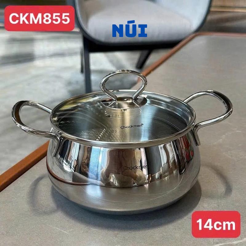 Nồi Táo Tai Đôi inox 18/10 Chockmen size 14cm CKM855, Dung tích 1,5L, Phù hợp mọi loại bếp