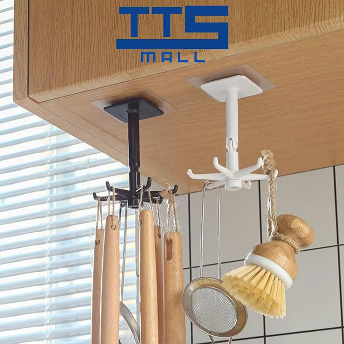 360 Self-adhesive Kitchen Wall Mounted Cooking Utensil Hanger Hook Cooking Tools Organizer Supplies