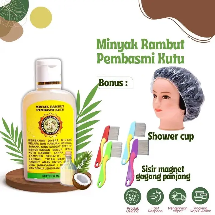 OBAT PEMBASMI KUTU RAMBUT DAN TELUR KUTU AMPUH 60 ML FREE SERIT PANJANG MINYAK KELAPA 1