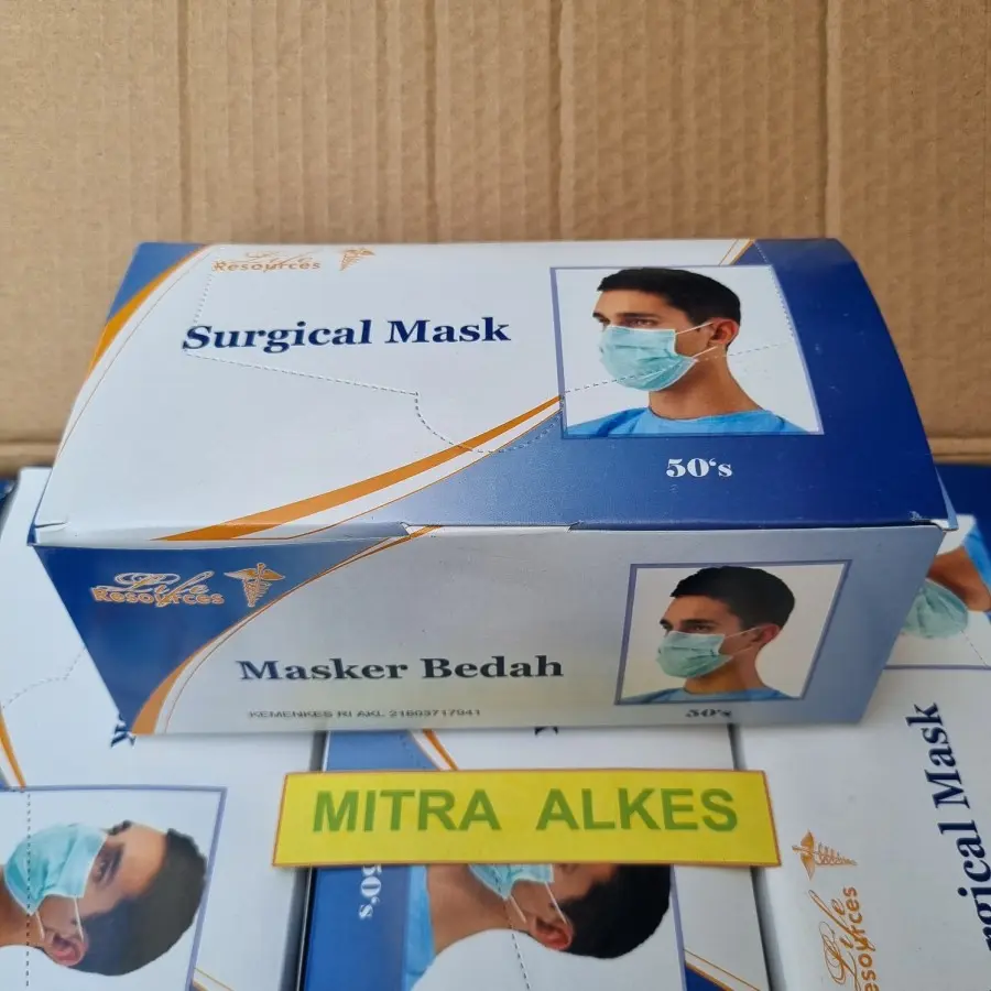 Masker Bedah Karet Ear loop 3 Ply. Surgical Face Mask 3Ply Earloop LR.