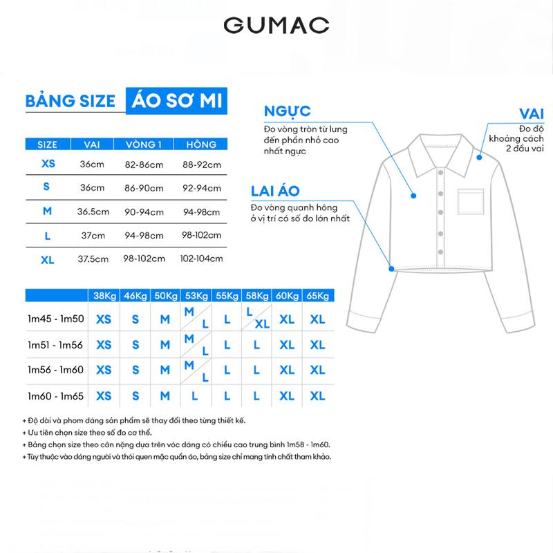 GUMAC - Áo sơ mi basic thêu YAF01056 9