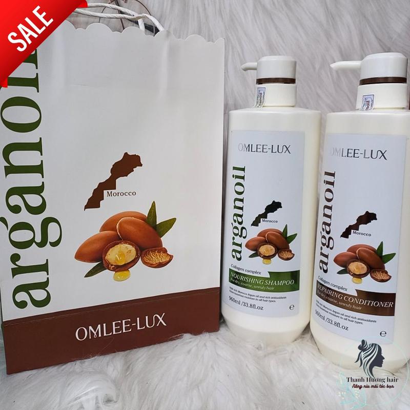 Dầu gội và dầu xả Argan oil OMEE LUX phục hồi tóc hư tổn 960ml - Thanh Hương Hair Nữ Dưỡng Tóc Women Gội Đầu