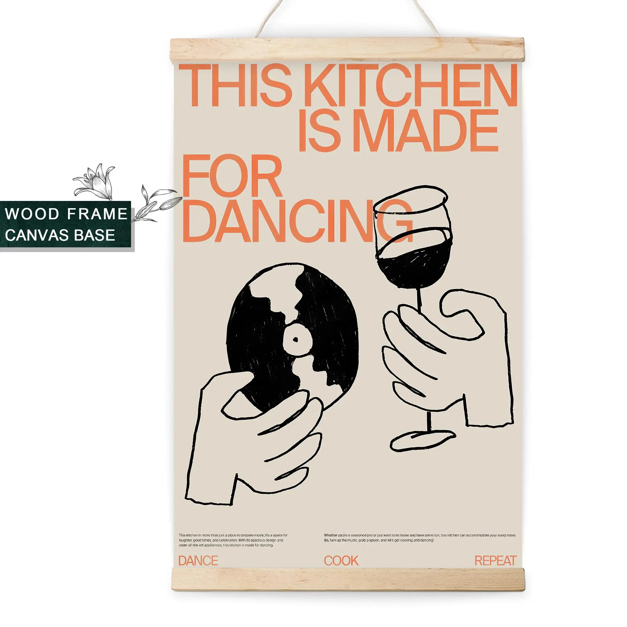 This Kitchen Is Made for Dancing Canvas Poster, 1 Count Creative Kitchen Decor Hanging Painting, Wall Art for Home Kitchen Dining Room