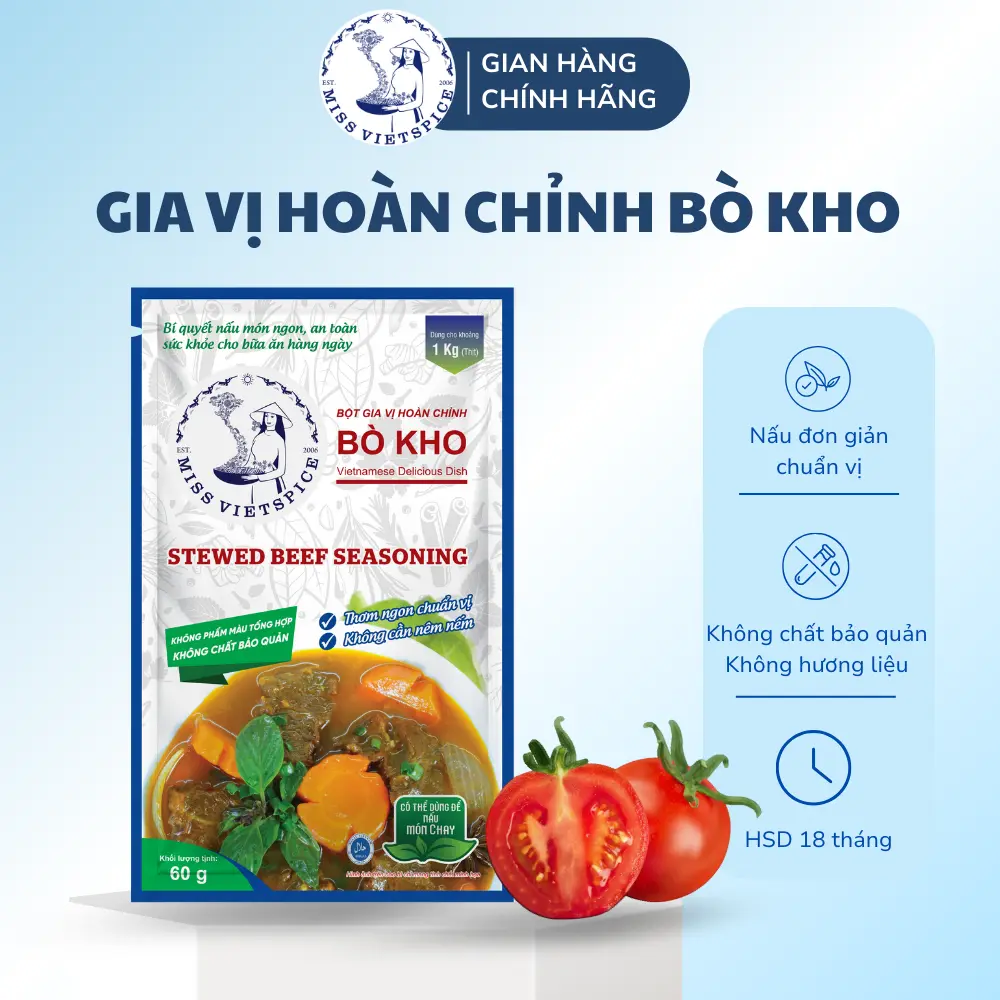 Gia Vị Trân Châu I Gói gia vị hoàn chỉnh nấu BÒ KHO 60g