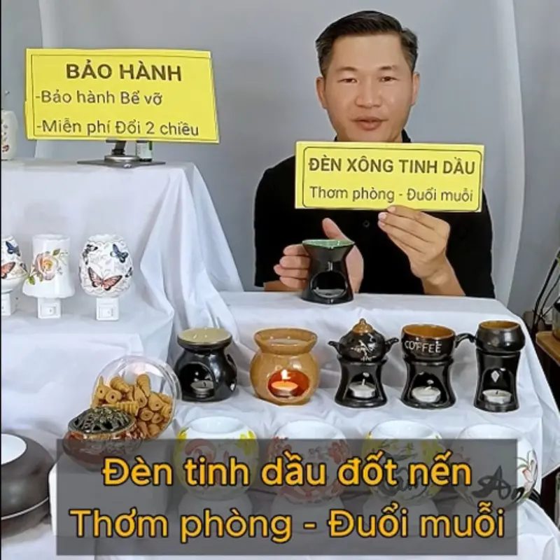 (Bảo hành bể vỡ) Đèn xông tinh dầu thơm đốt Nến (Nhiều Mẫu) khử mùi thơm phòng đuổi muỗi chất liệu gốm sứ Bát Tràng Việt Nam mã 25004 7