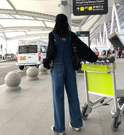 {CUCI GUDANG} Irene Jumpsuit Longgar Jumpsuit Denim Pakaia Kodok Overall Tali Ikat Celana Wanita Celana Jumpsuit High pinggang Lebar Kaki Celana Panjang 1