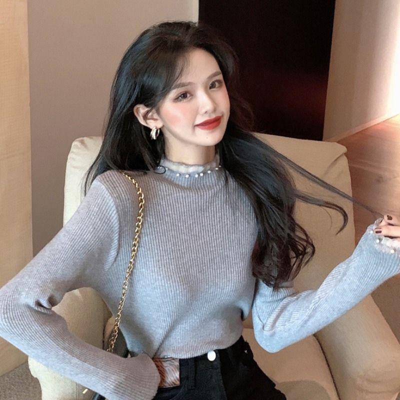 Product Introduction of Women's Half-Turtleneck Sweater Fall and Winter Inner Wear Bottoming Shirt New High-Grade Sweater Women's Mid-Collar Outerwear Top Knitwear Womenswear 6