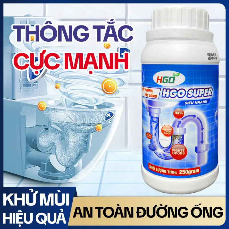 Bột Thông Cống Hgo Super - Thông Tắc Bồn Cầu, Bồn Rửa Bát, Đường Ống Nhanh Chóng, Hiệu Quả