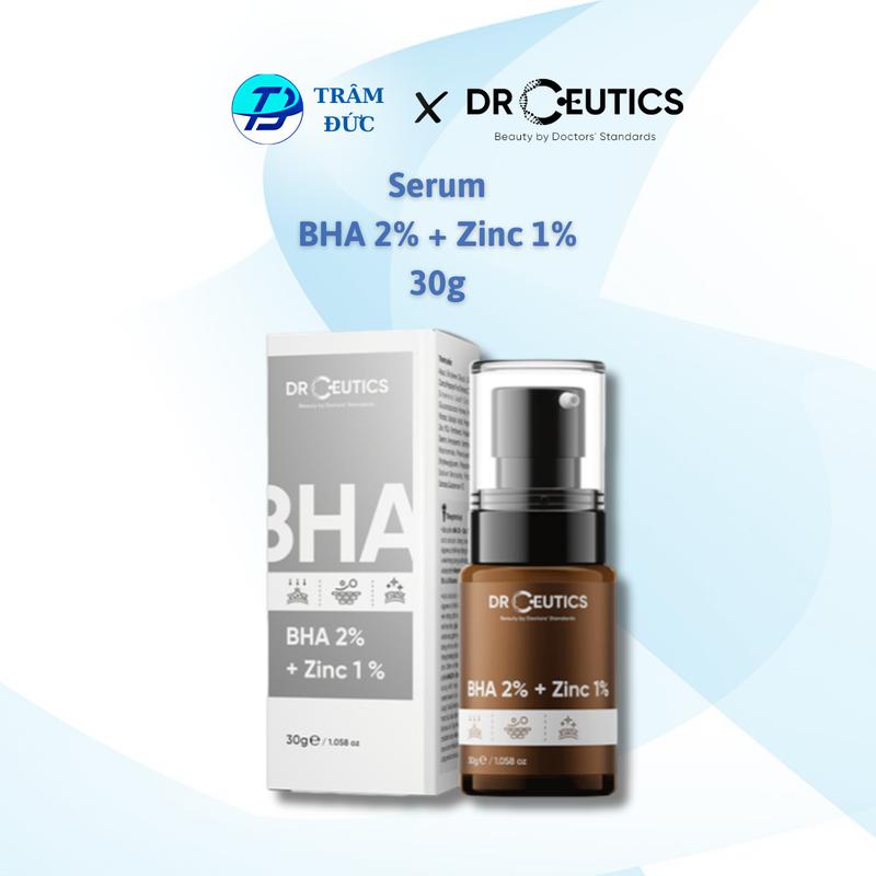  DRCEUTICS Serum Kẽm BHA 2% + Zinc PCA 1% DrCeutics hỗ trợ da mụn và giảm tiết dầu 30g 