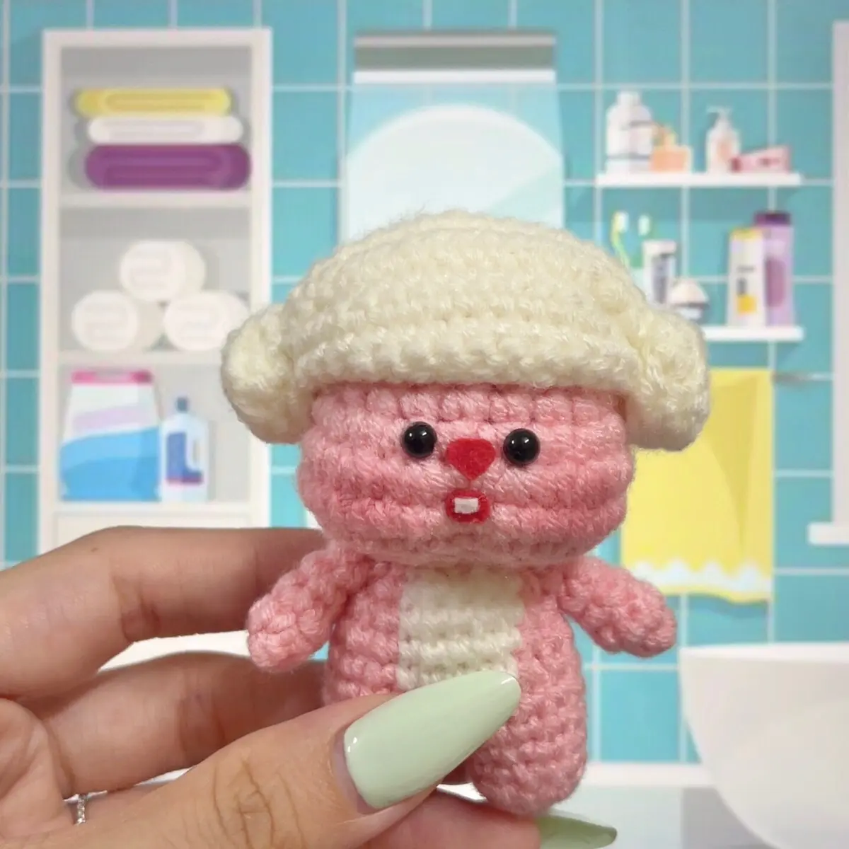 Móc chìa khoá Loopy len đeo khăn tắm handmade làm phụ kiện treo balo, túi, móc khoá
