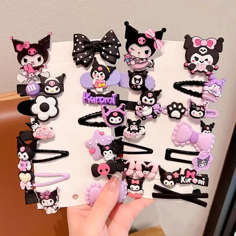 14Pcs/set Kawaii Kuromi & My Melody Hair Ties Set - Cute Bow & Leather Bands for Kids