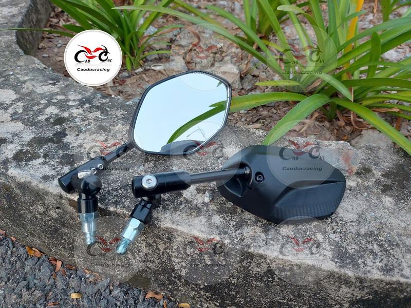   KHÔNG KÈM LỤC GIÁC  Gương kiếng hậu Xoay 360 Độ 5 cạnh AB cacbon 5D nổi chân xoay 10mm gắn các dòng xe máy Phụ Tùng Phụ Kiện 