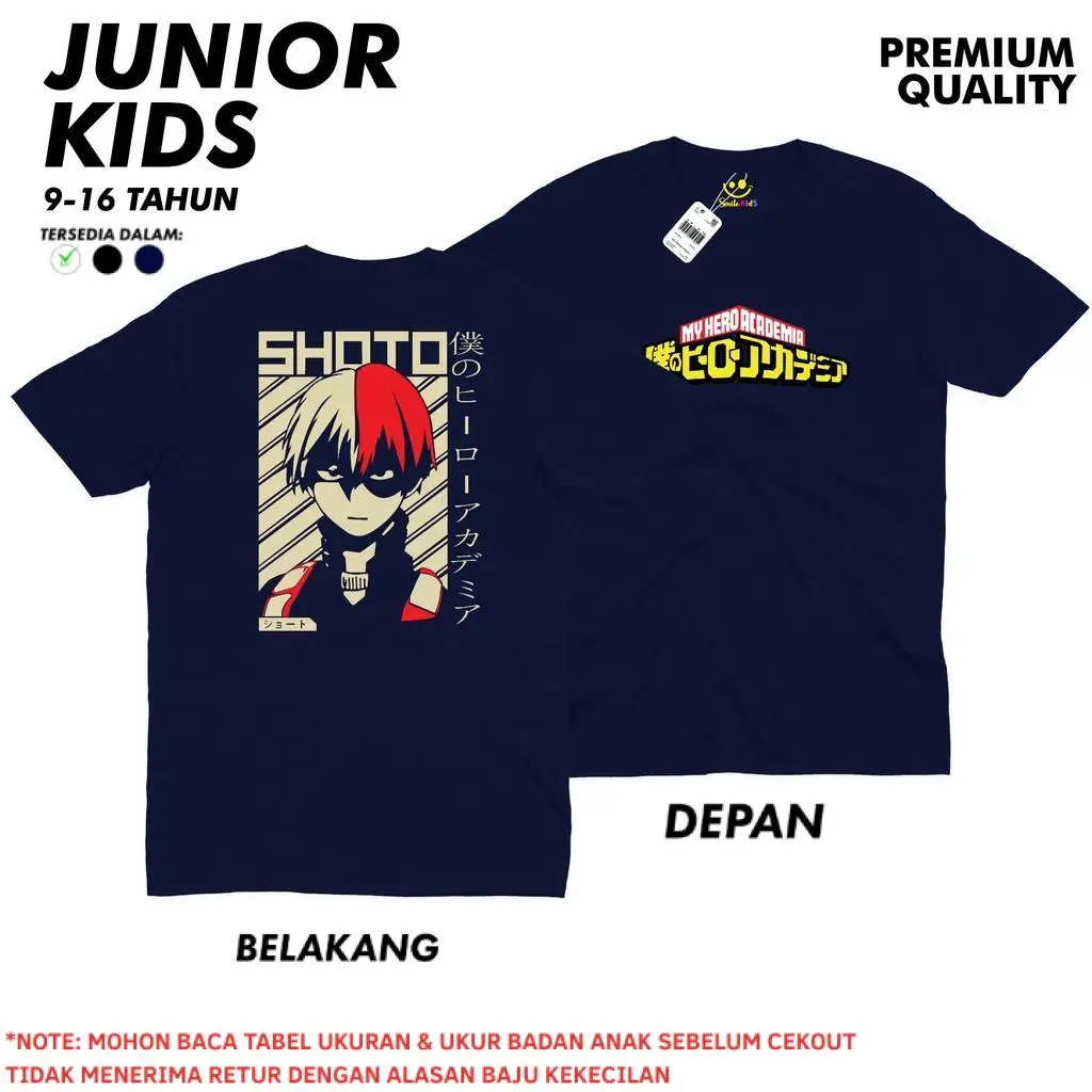Kaos Junior Remaja Usia Tanggung 11-15 Tahun MY HERO ACADEMIA / IZUKU MIDORIYA / KATSUKI BAKUGO / EIJIRO KIRISHIMA 100 % Cotton High Quality Baju Katun Distro Anak Laki Laki Perempuan Fashion Anime Street Style