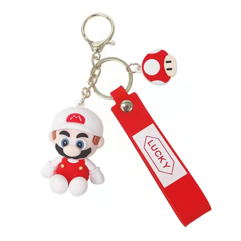 Cartoon Mario Silica Gel Doll Keychain Cute Student Couple Schoolbag Pendant Creative