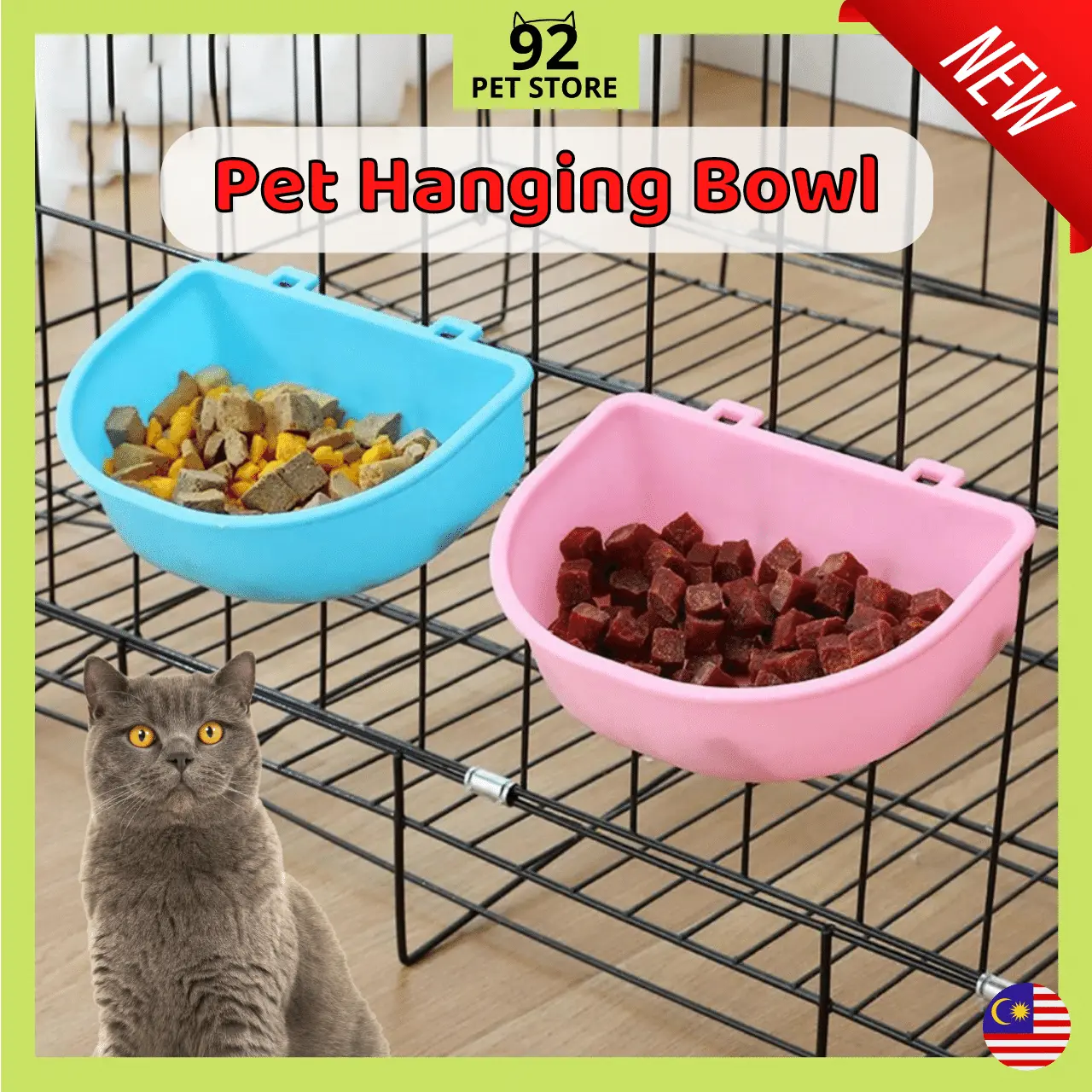 【92 PETSTORE】CAT HANGING BOWL BEKAS MAKANAN KUCING MURAH