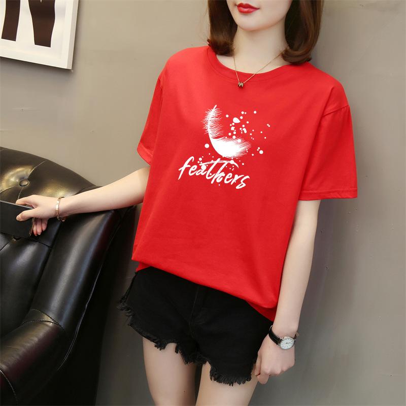 Product Introduction of ในสต็อกโรงงาน 2023 ฤดูร้อนใหม่สไตล์เกาหลีเสื้อยืดแขนสั้นผู้หญิงคอกลมผ้าฝ้ายพิมพ์ด้านบนอินเทรนด์เสื้อผ้าลำลองผู้หญิง 3